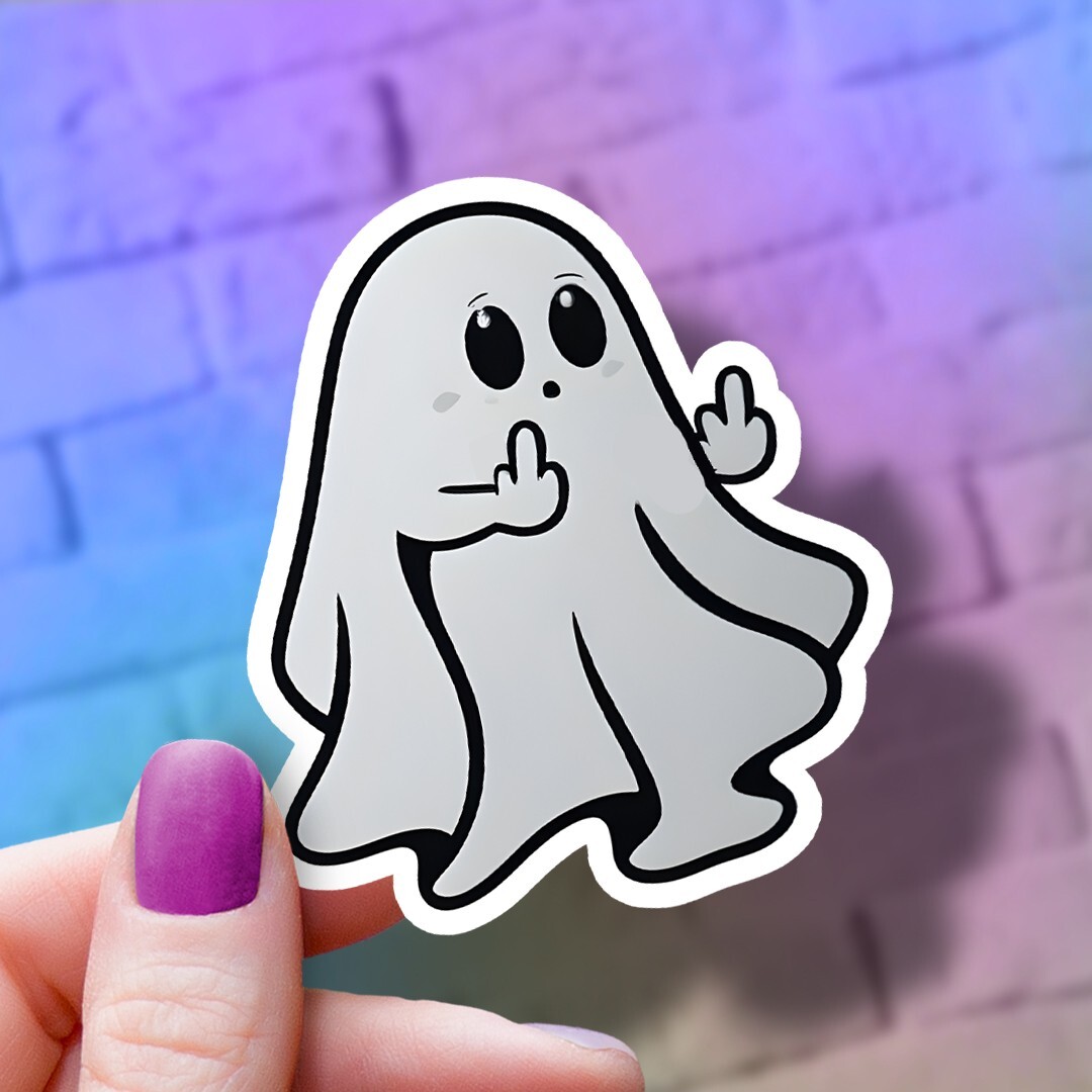 Funny Ghost Middle Finger Vinyl Sticker