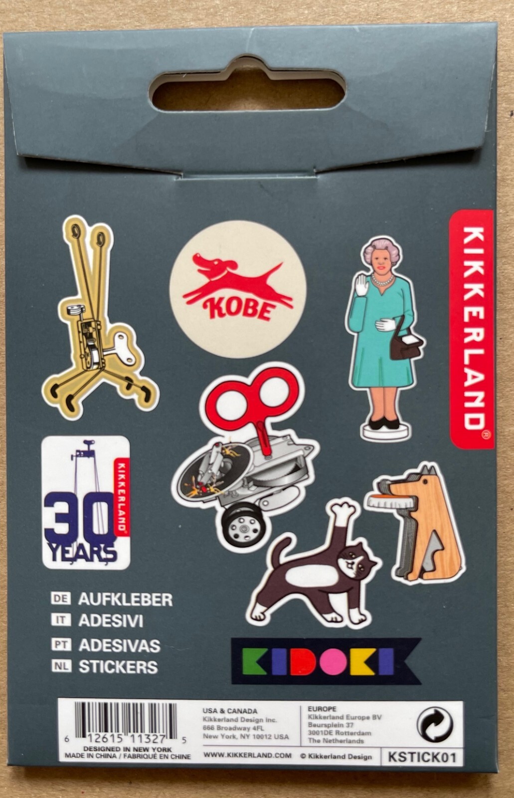 KIKKERLAND DIECAST STICKERS, SET OF 8, QUEEN ELIZABETH, KOBE, NEW PACKAGE