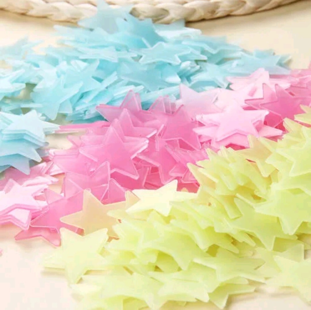 Multicolor 100 x 3D Wall Decor Ceiling Glow In The Dark Stars Kid Wall Stickers
