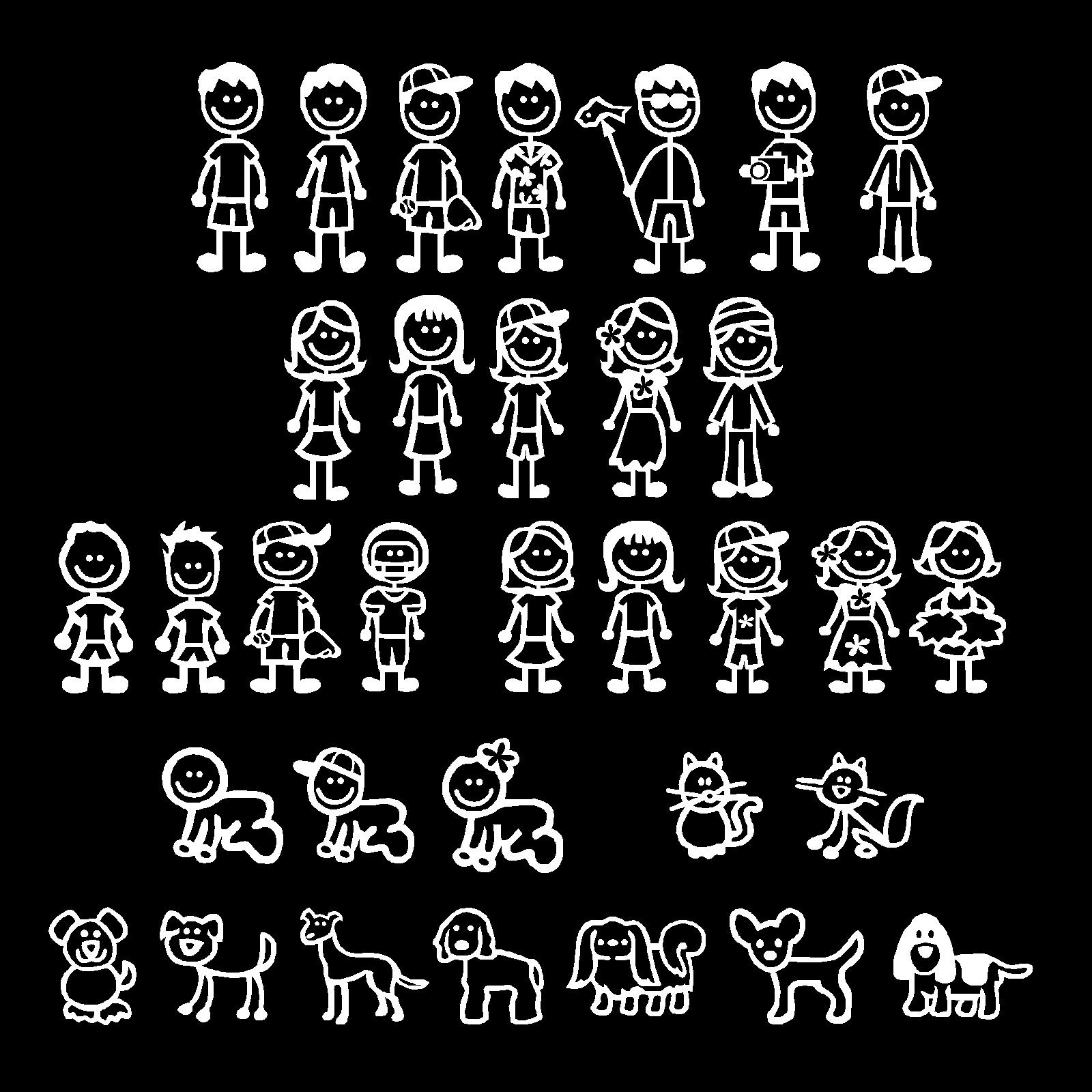 Stick Figure Family Vinyl Decal Sticker Custom Personal Car Window Dad Mom Pet