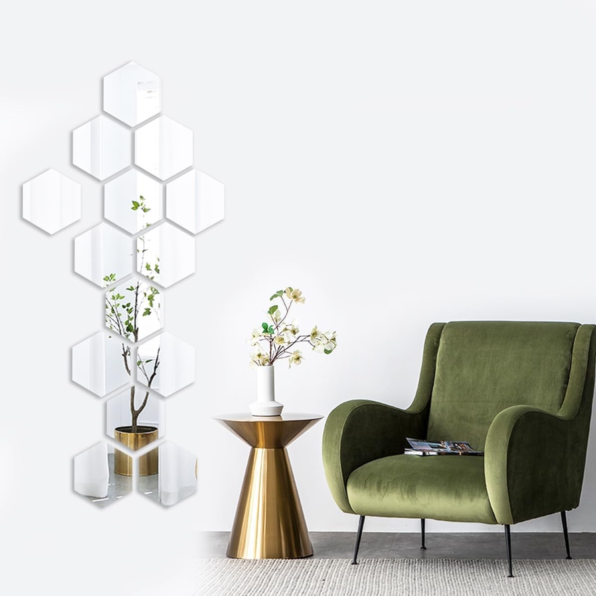 Mirror Wall Stickers – 12PCS Hexagon Art DIY Decorative Acrylic Sheet Plastic…