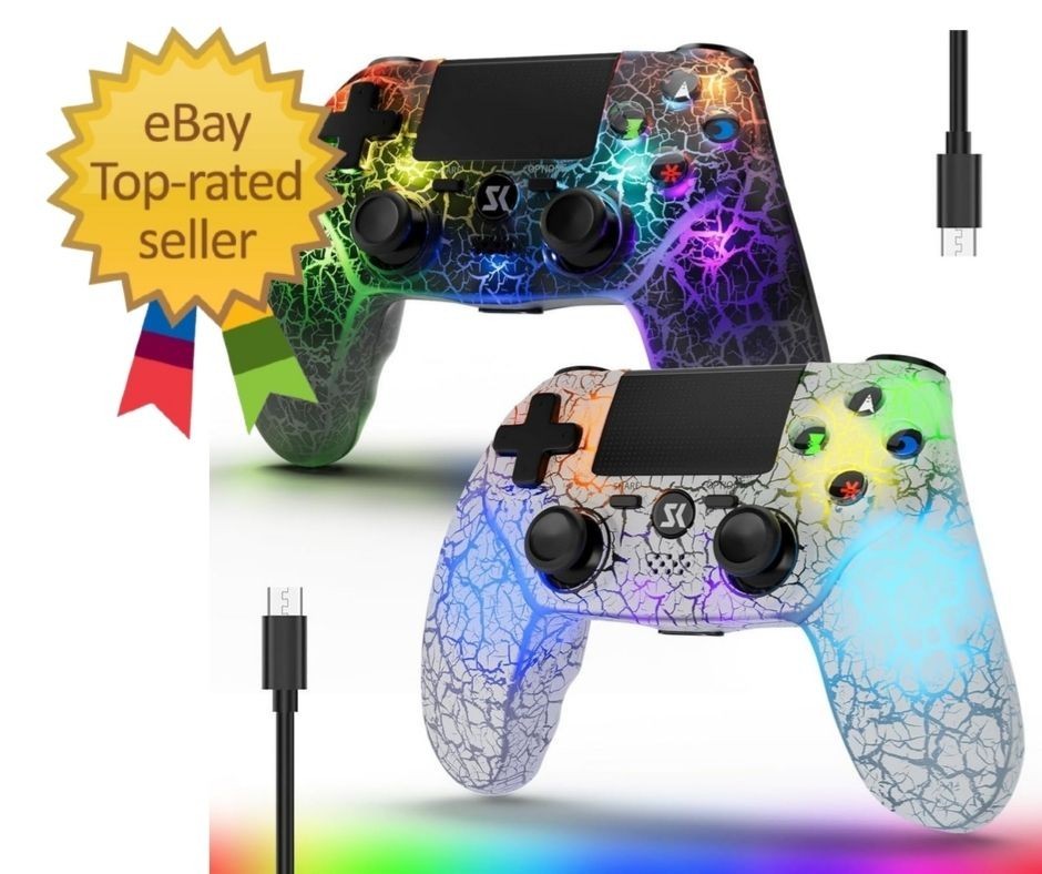 Adjustable RGB LED Wireless Game Controllers for PS4/Pro/Slim – 6-Axis Sensor