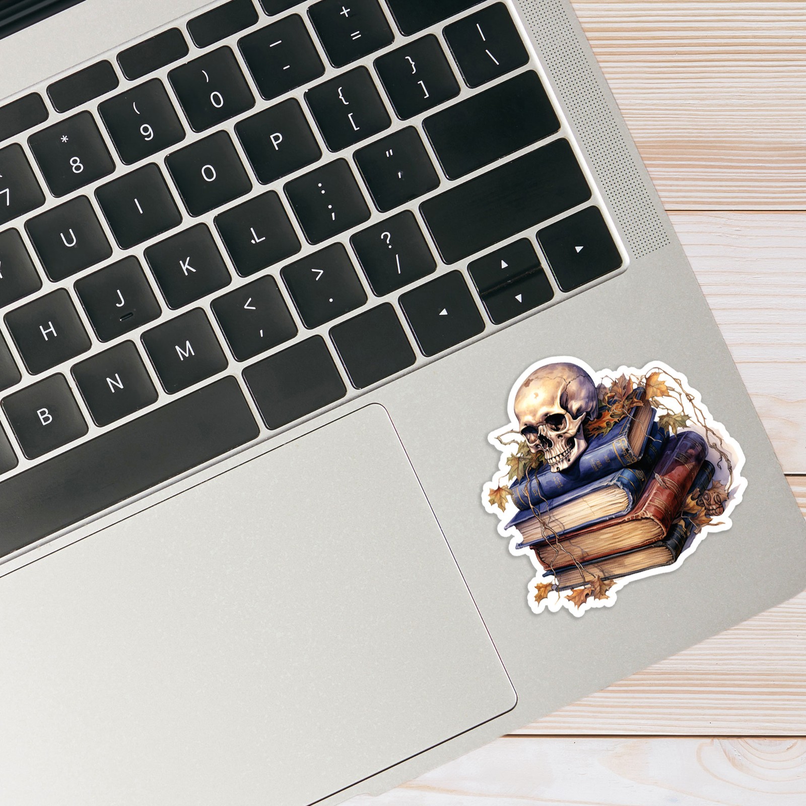 Skull on Books Vine – Vinyl Decal Sticker – Car Window Laptop – #243