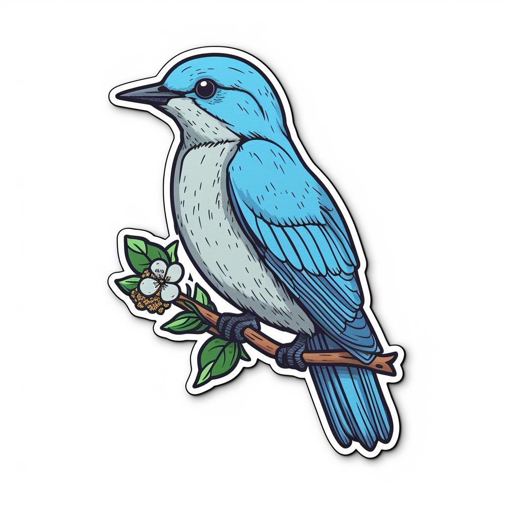 Idaho Mountain Bluebird bird Syringa flower Vinyl Decal Sticker for Car, Laptop