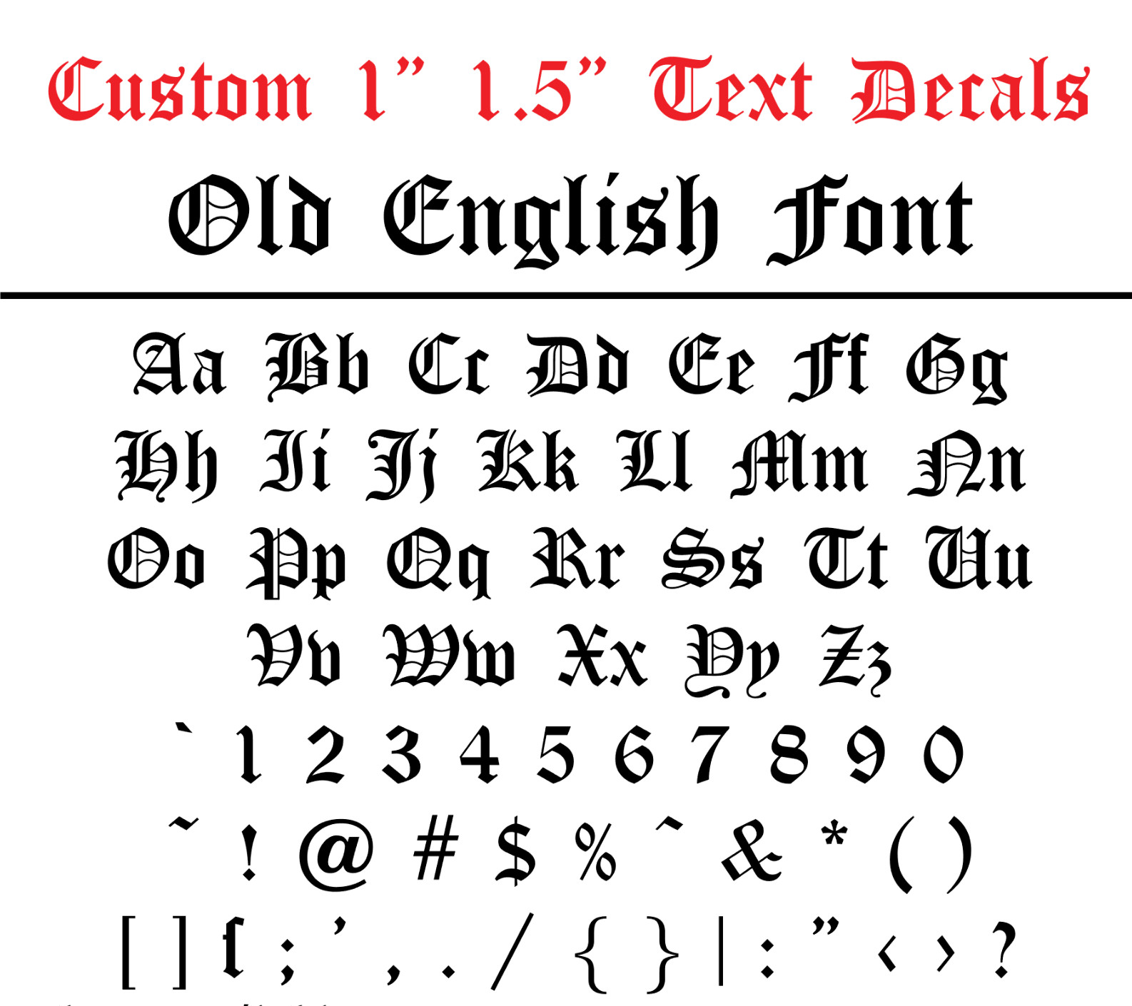 OLD ENGLISH Personalized Custom Text Vinyl Letter Sticker Permanent Decal 1 inch