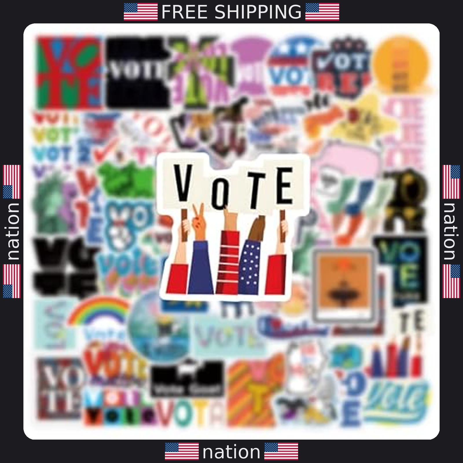 67pcs Colorful Election Vote Stickers, Waterproof Vinyl Decals for Campaigns