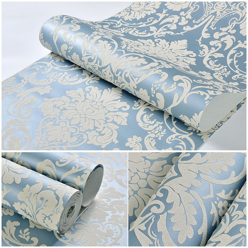 3D Embossed Flower Glitter Wallpaper Embossed Non-Woven Textured Wall Decor-