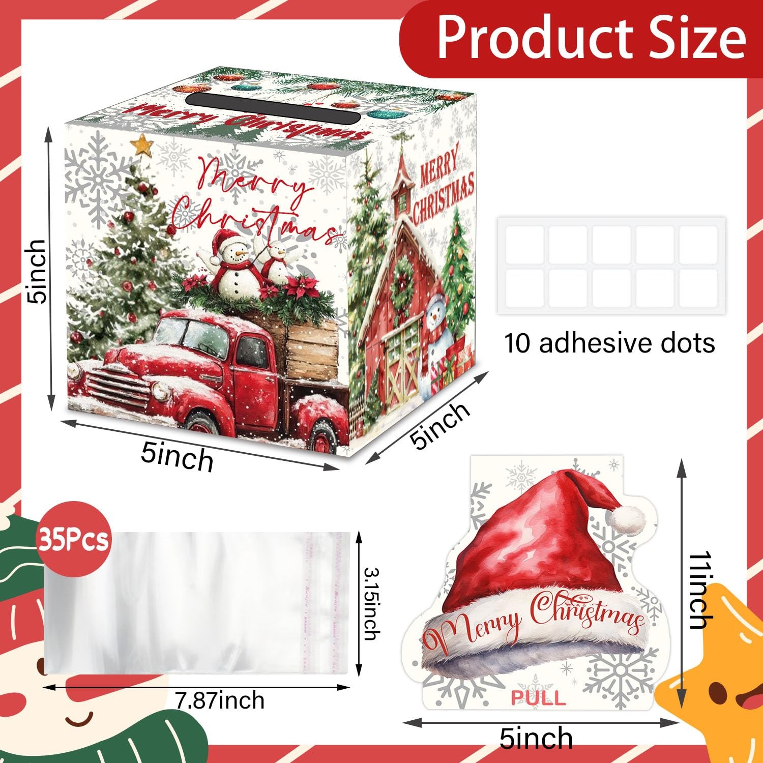 SHLINCO Christmas Party Gifts – Money Pull Box 1 Count (Pack of 1), White Red