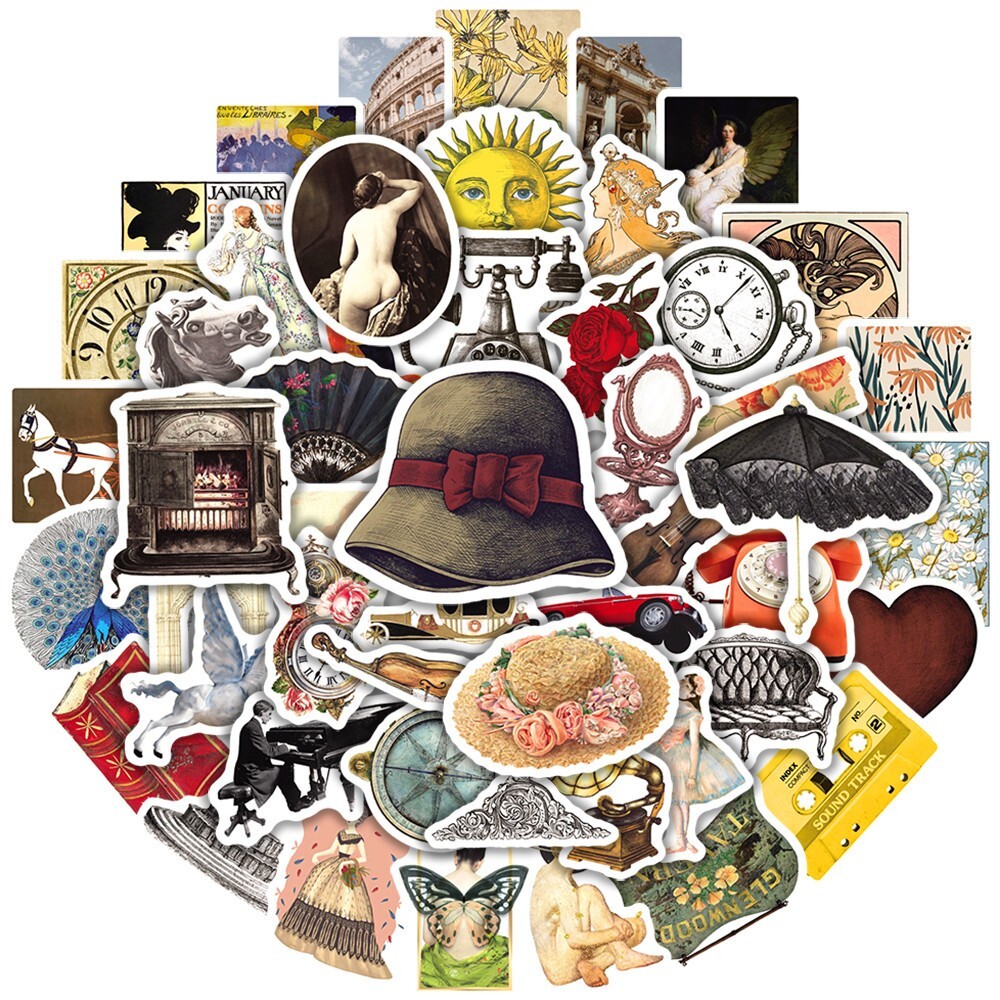 200pcs Retro Cottagecore Vintage STICKER PACK，#70110115