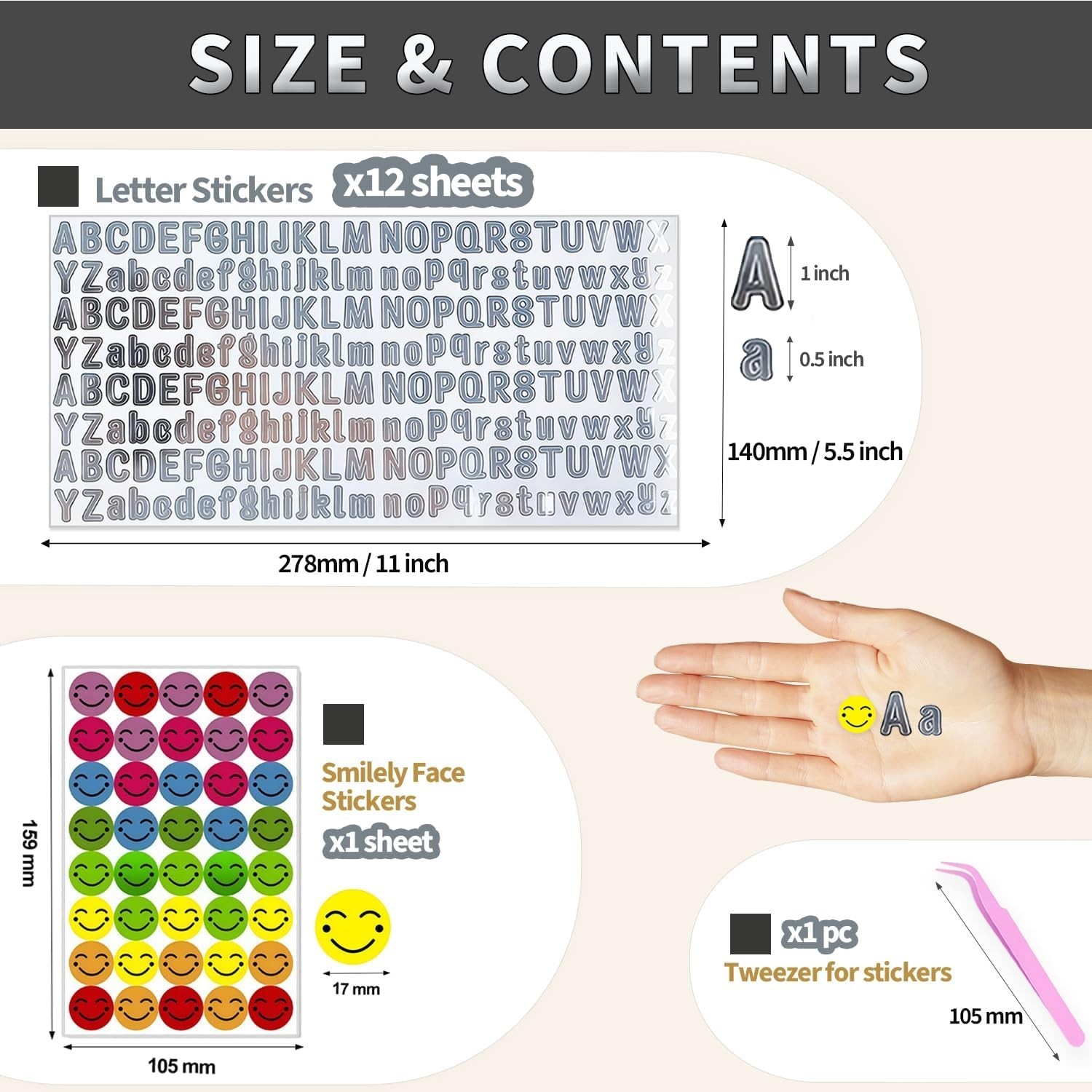 2500 PCS Mini Letter Stickers Small, Cursive Font 1/2 Half Inch (0.5 to 1 in)