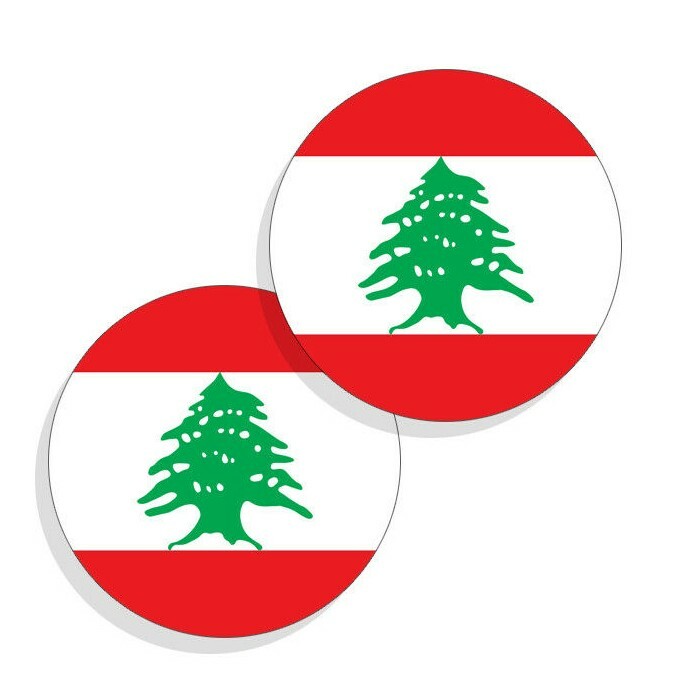 Lebanon Flag Stickers Flag Decals Vinyl Round Indoor Outdoor Circles 4 pack