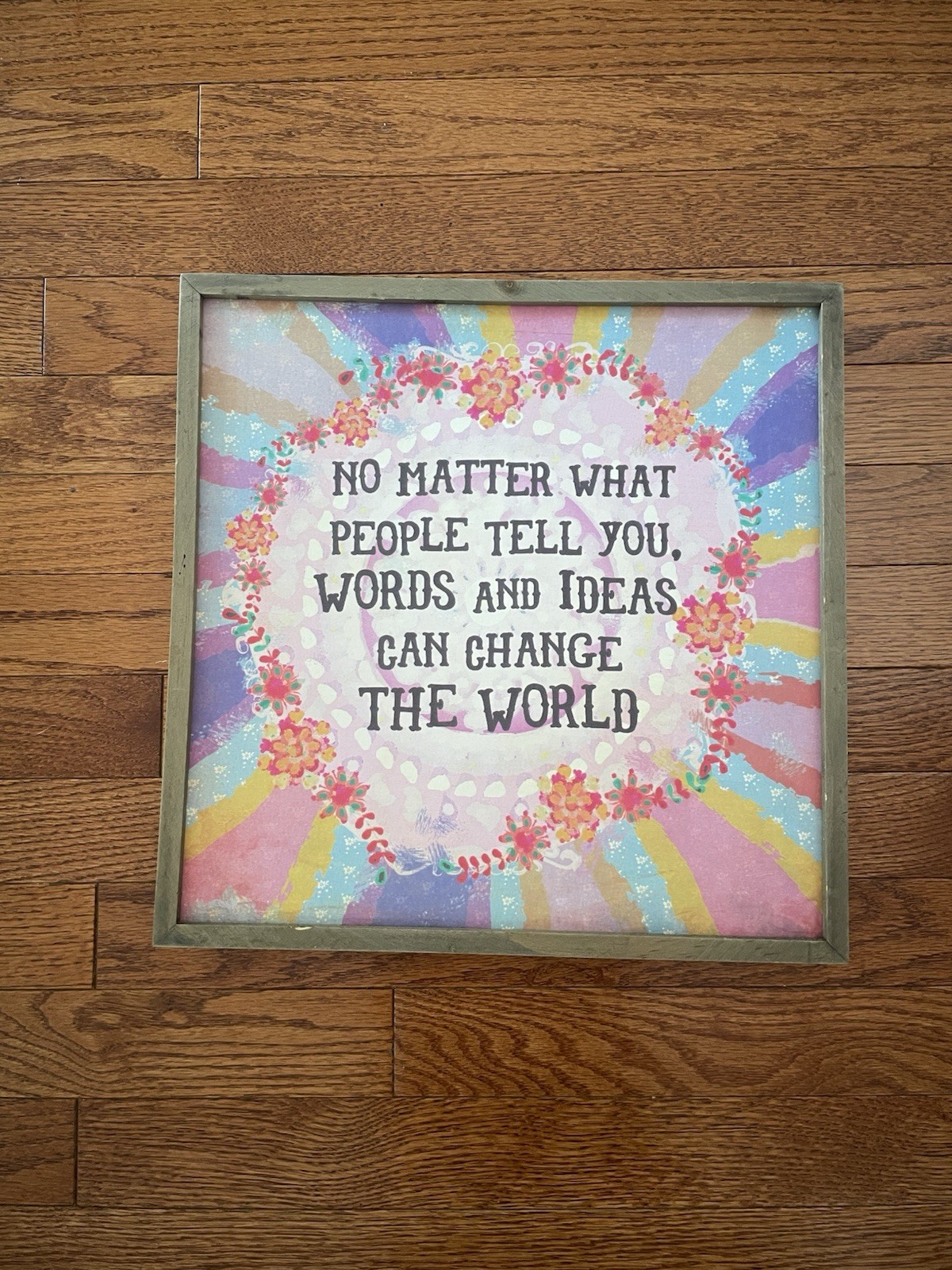 NATURAL LIFE Pastel Rainbow Change the World Boho Wooded Wall Art