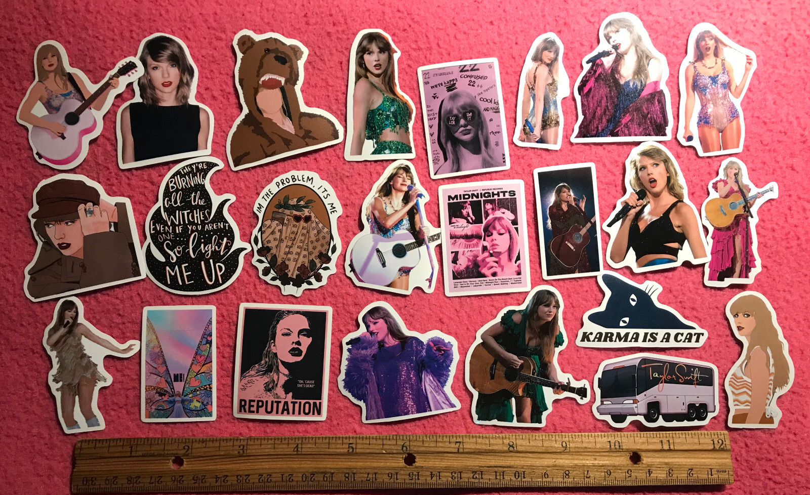 LOT OF 10 TAYLOR SWIFT Stickers Music Concert Decals songs lyrics swiftie pics