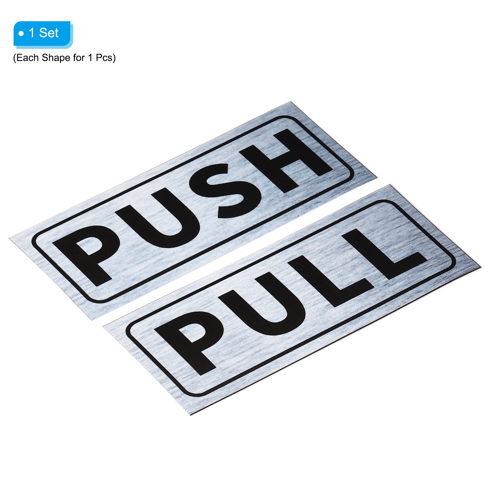 1Set Push Pull Door Sign 2"x5" Adhesive Horizontal Pull Push Sticker Silver