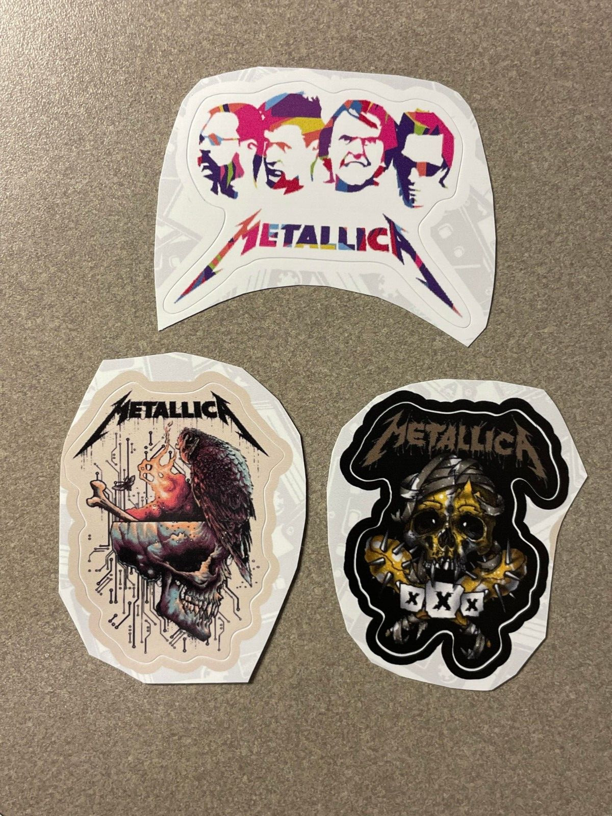 Lot (3) METALLICA 1 3/4" to 2 1/4" Band Logo Stickers FAST! FREE SHIP! HETFIELD