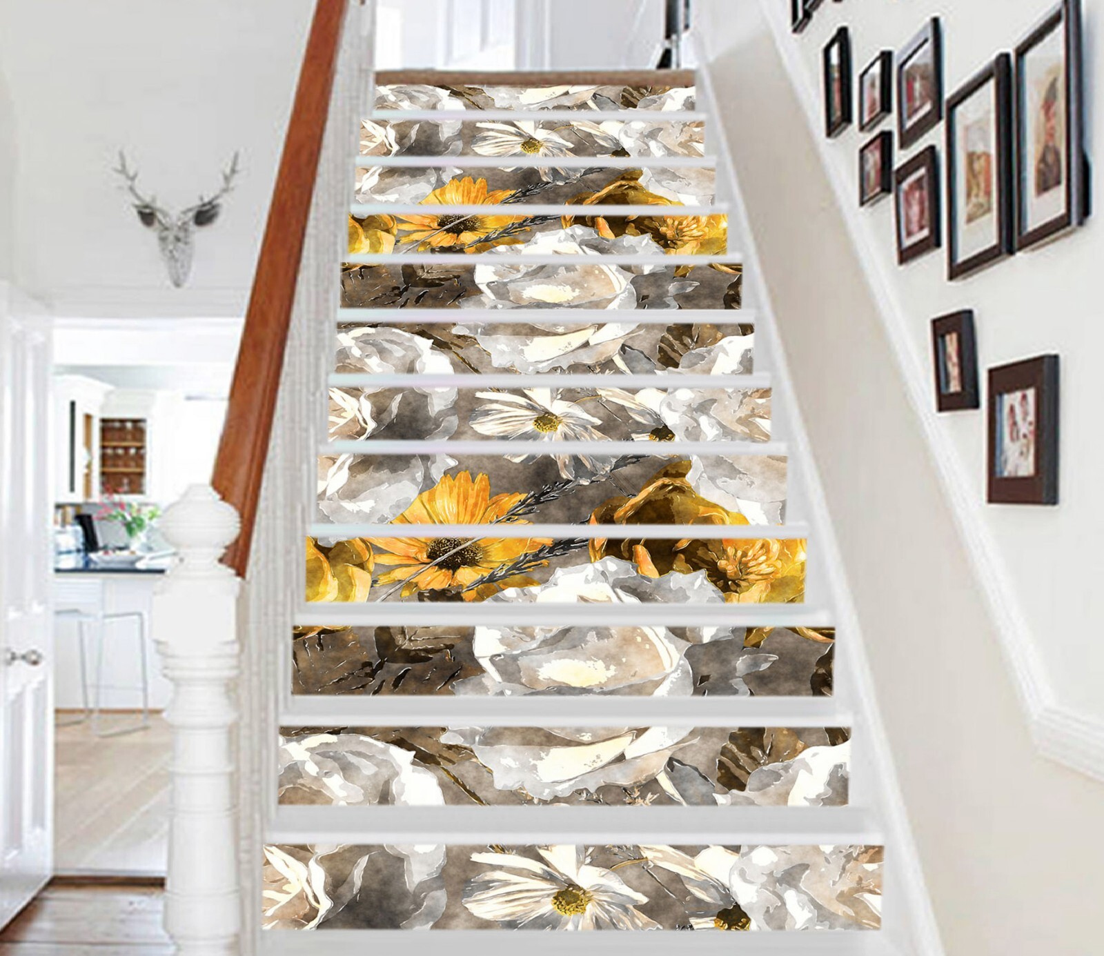 3D Yellow White Petals AZ451 Stair Risers Decoration Mural Vinyl Wallpaper Kay