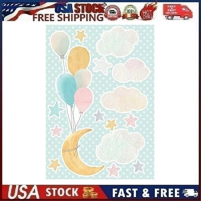 Cartoon Nursery Sky Clouds Wall Decal Grey 21 Piece Set Vinyl Wall Art Sticker