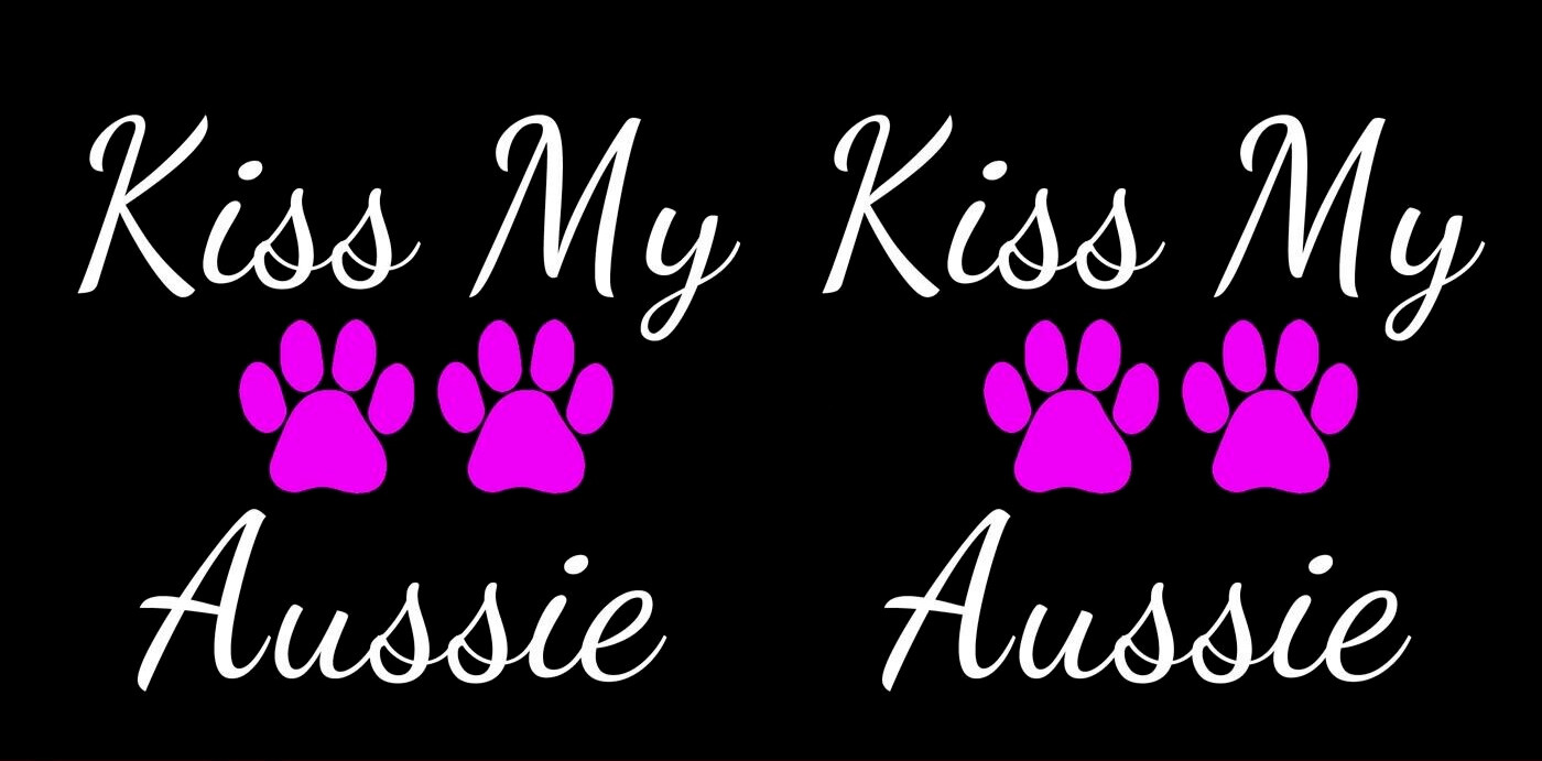Kiss My Aussie Two 5" White & Pink Vinyl Decals Car Truck Windows Tablet