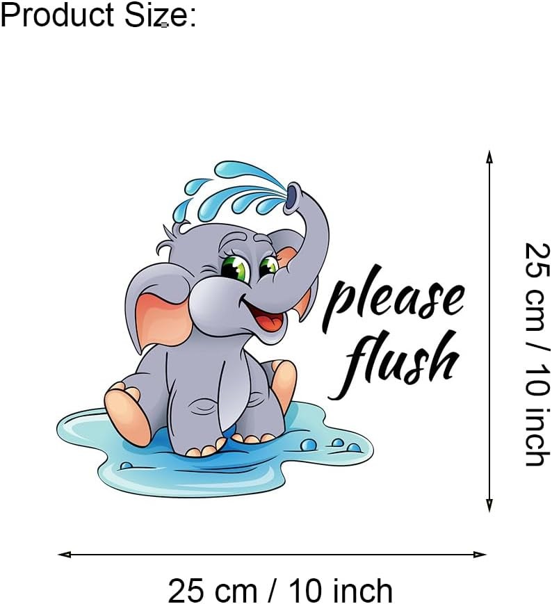 Cartoon Bathroom Stickers Cute and Removable Elephant Toilet Lid Stickers Please