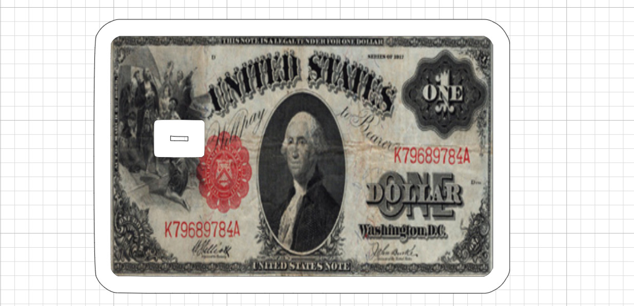 Obsolete 1917 One Dollar Debit Credit Card Skin Old Money Sticker $1 Replica ATM