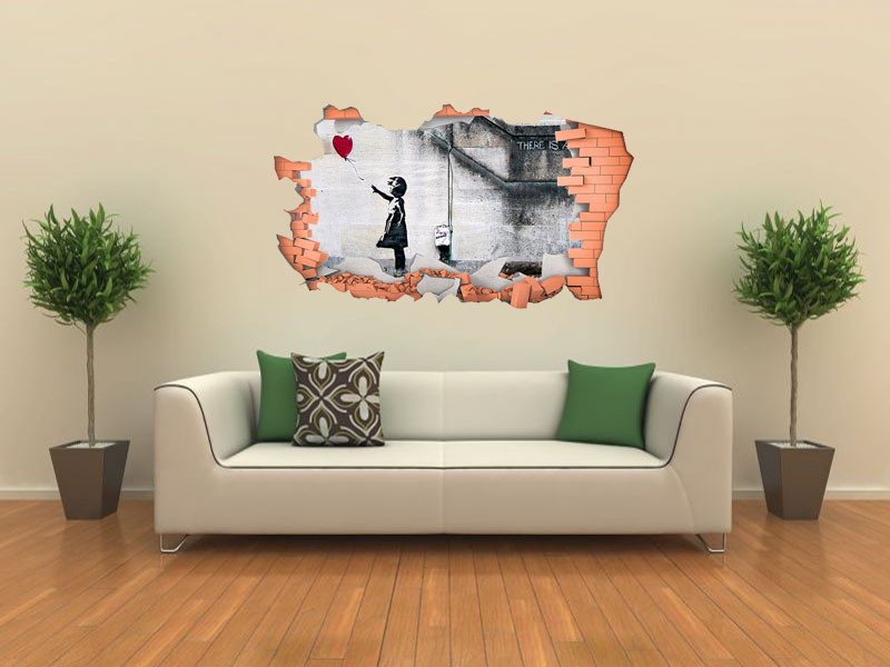 FULL COLOUR Banksy Wall Art, Modern Transfer, PVC Decal, 3D Window, Sticker