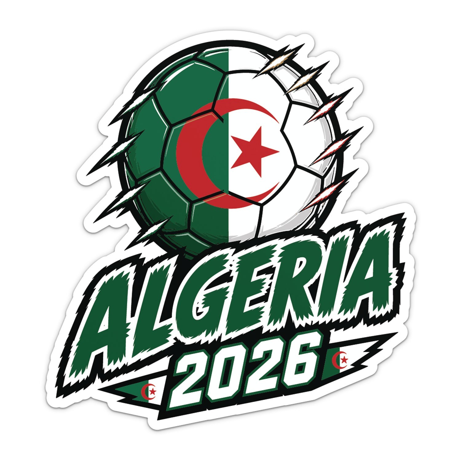 Algeria Flag Soccer Ball Football World Cup 2026 Sticker Car Bumper Vinyl Decal