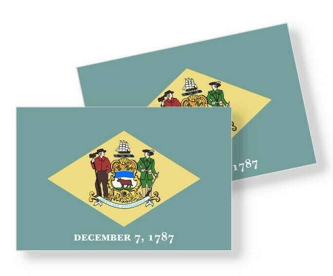 Delaware State Flag – Set of 4 Vinyl Sticker / Adhesive Decals Various Sizes