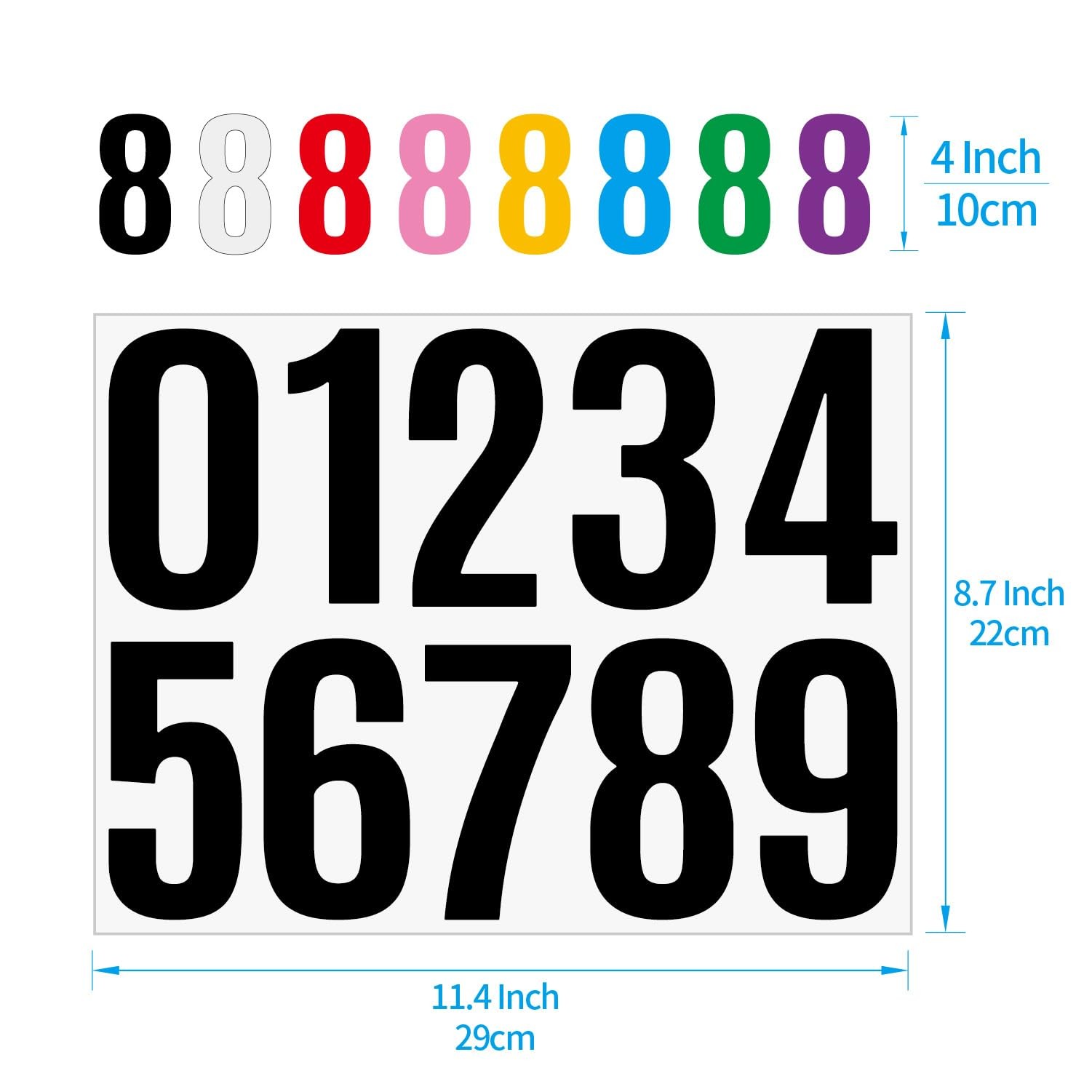 Gold Vinyl Number Stickers 0-9, 4 Inch Large Peel and 11.4 X 8.7 Inches,