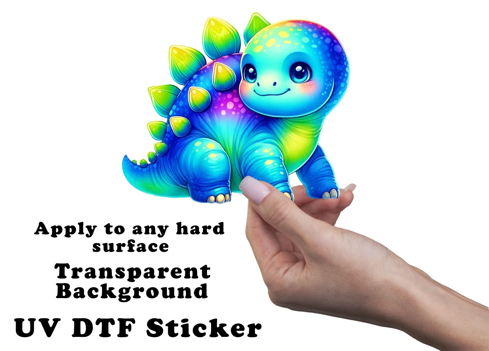 Blue Green Stagosaurus Dinosaur UV DTF Transparent Sticker / Decal