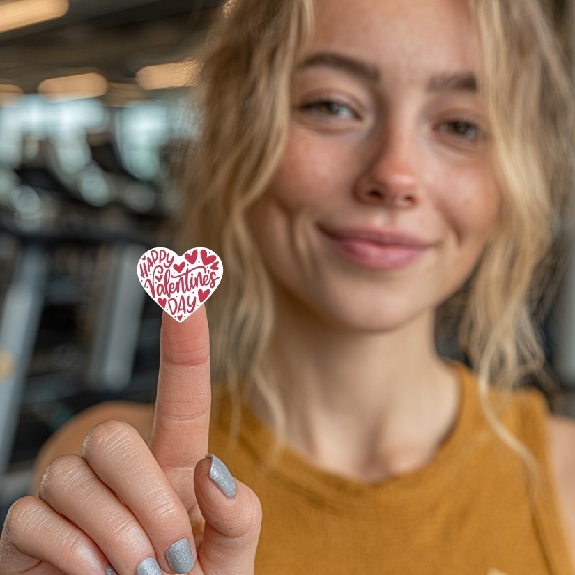 Happy Valentine's Day Heart Shape Stickers Set, 1.2" & 1.5"