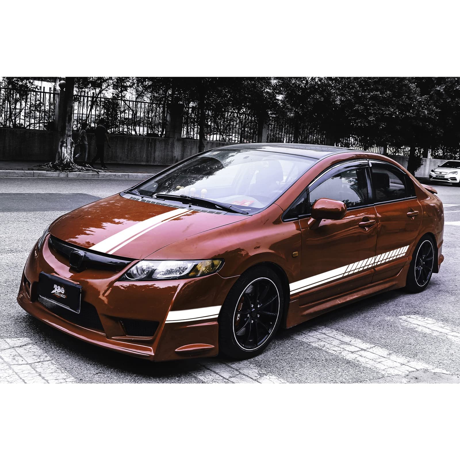 Racing Side Stripe Stickers for Car,Vinyl Car Hood Decal,Car Side Graphics (W…