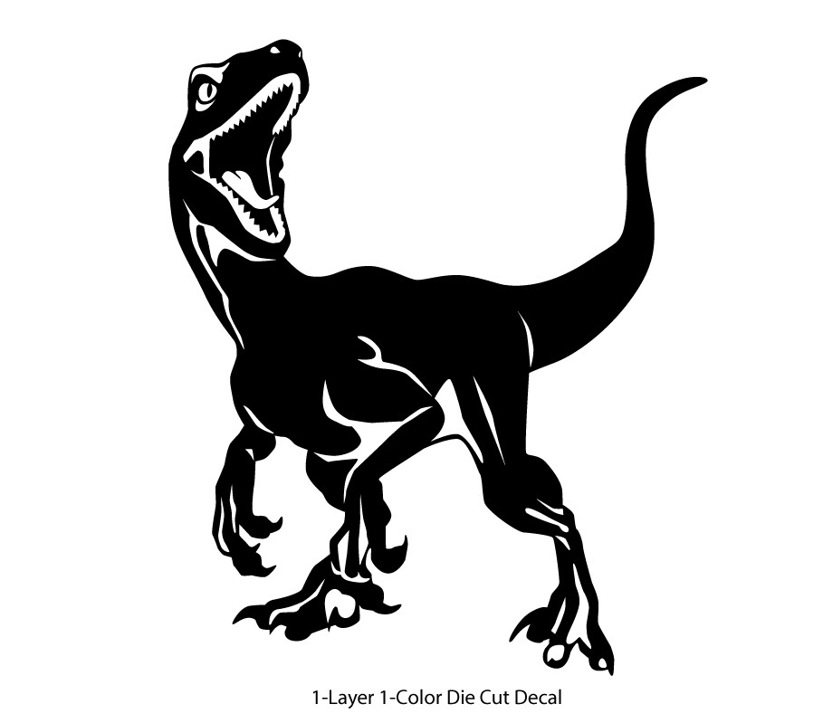 Dinosaur – Roaring Velociraptor #2 – Jurassic Period – 4-21" wide – DieCut Decal