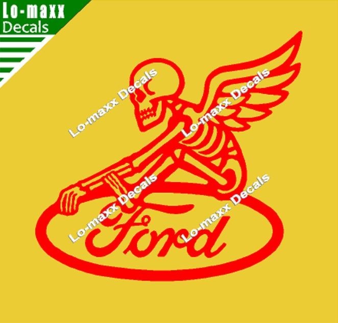 Ford Reaper Skeleton Wings Car Truck Window Hood Die Cut Vinyl Decal Sticker