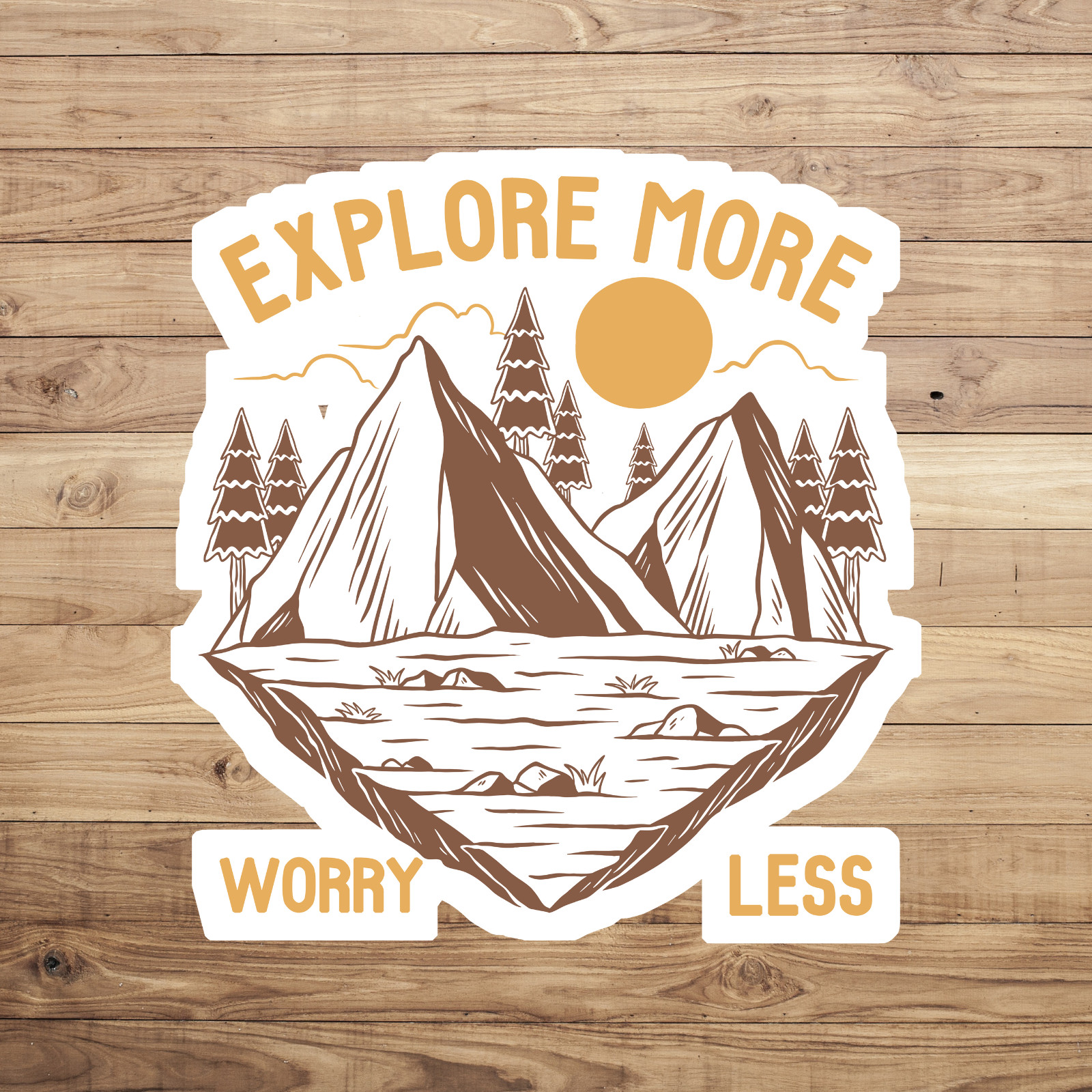 Nature sticker vinyl decal explore more worry less mountains hiking camping