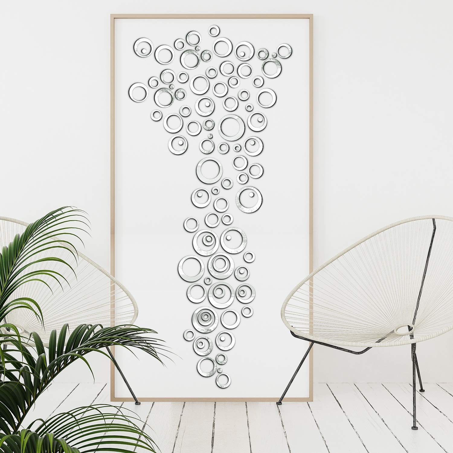 Shappy 72 Pieces Removable Round Mirror Wall Decal Circle Silver