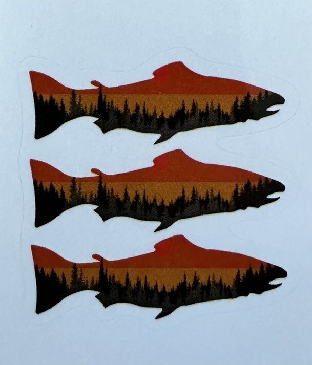 TROUT IN THE WILDERNESS ~ Small Vinyl Sticker – 1.5in