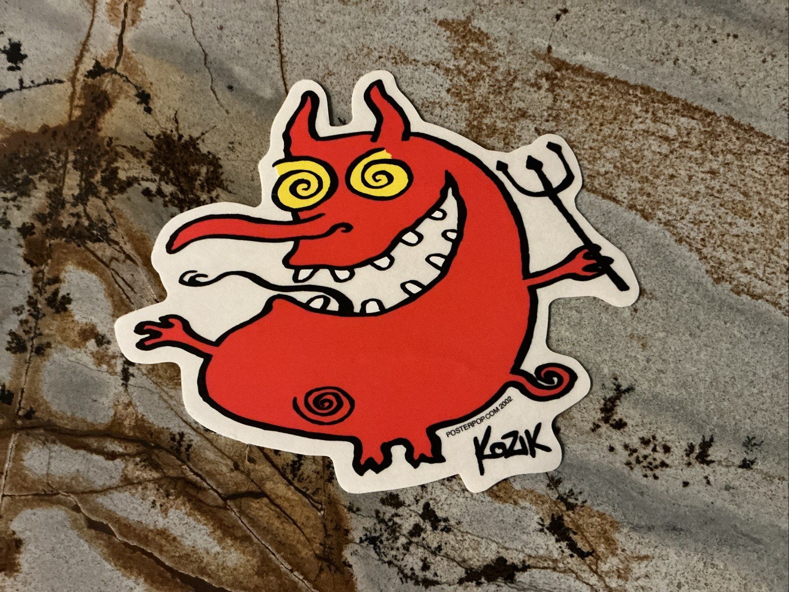 Frank Kozik original Poster Pop silkscreen WIGGLY DEVIL Sticker; Vintage 2002