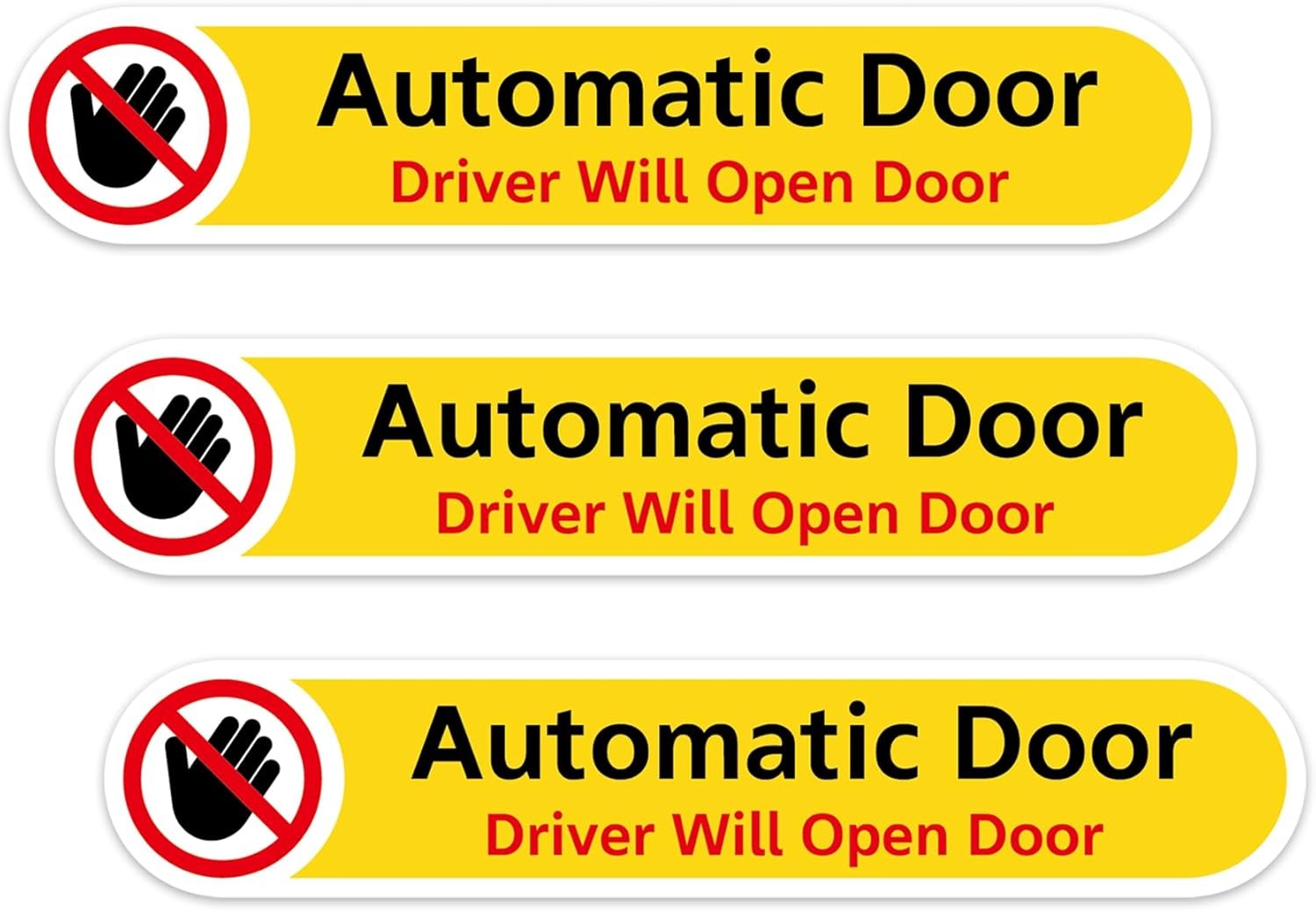 3 Pack Automatic Door Sticker, 5" x 1" Waterproof Vinyl Stickers, Caution
