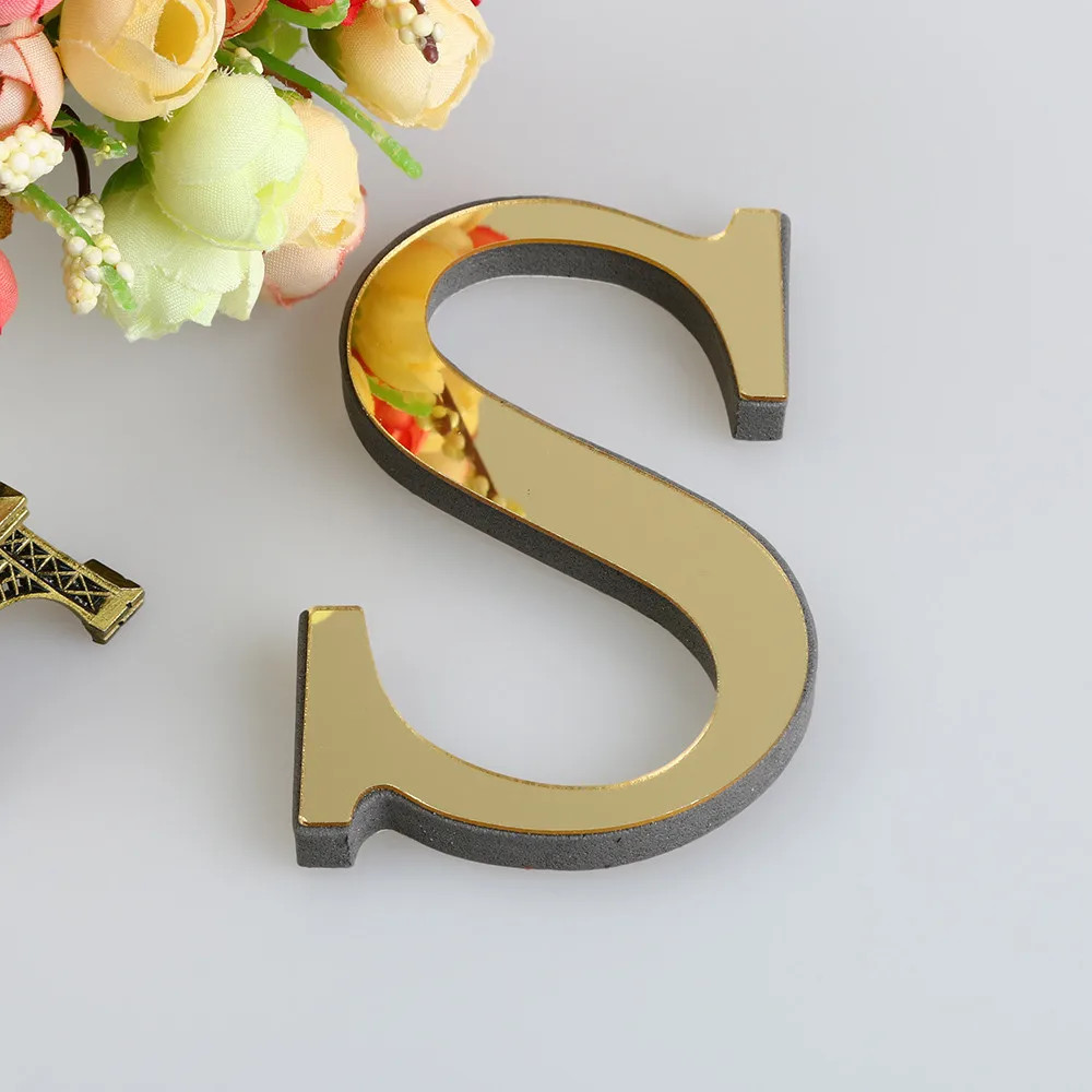 10CM 3D Mirror 26 Letters DIY Acrylic Wall Stickers for Logo Name Alphabet Weddi