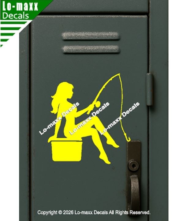 Mudflap Fishing Girl Die Cut Vinyl Decal High Performance Truck Car Sticker