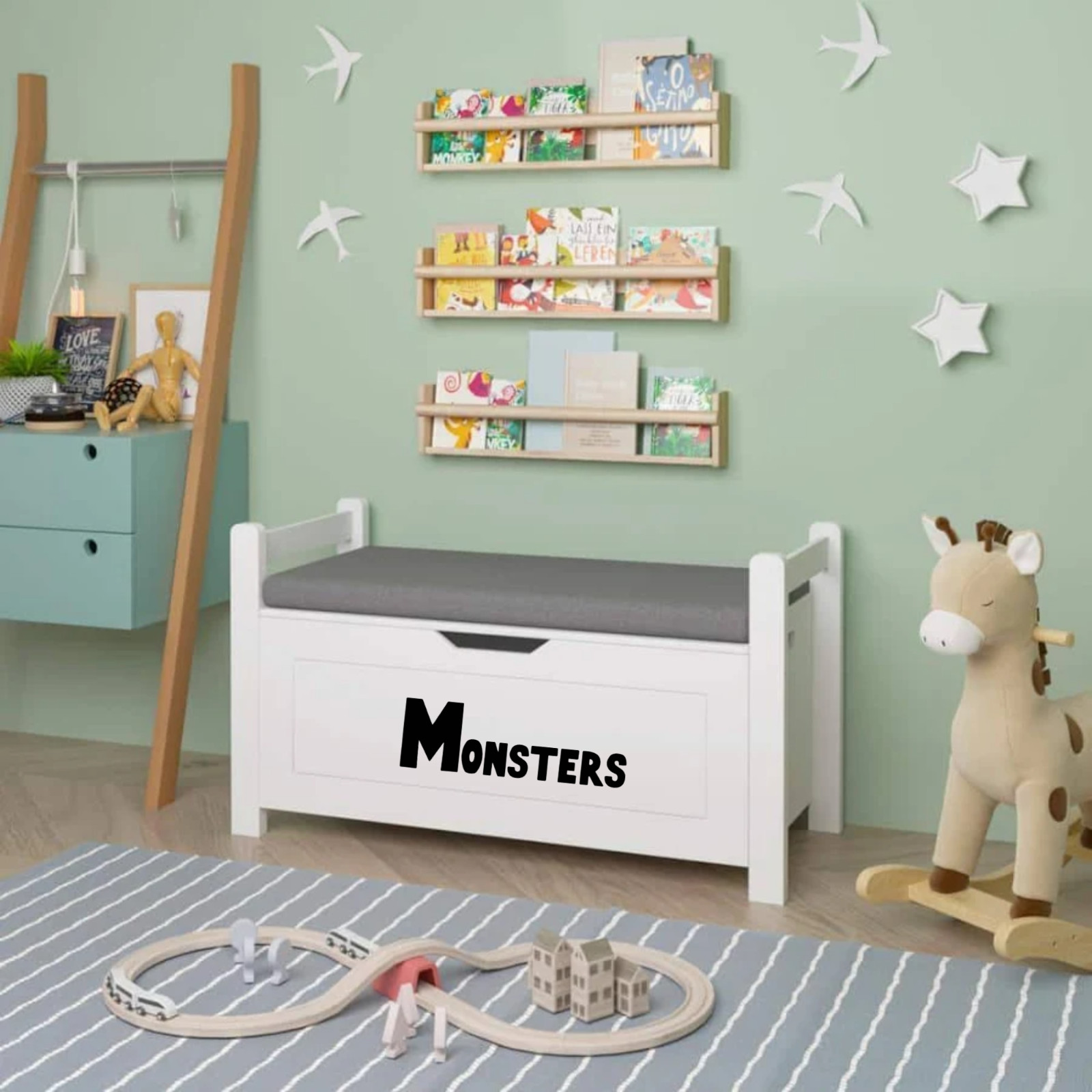 Monsters Toy Storage Decal Sticker Vinyl Label for Toy Bin Toy Box