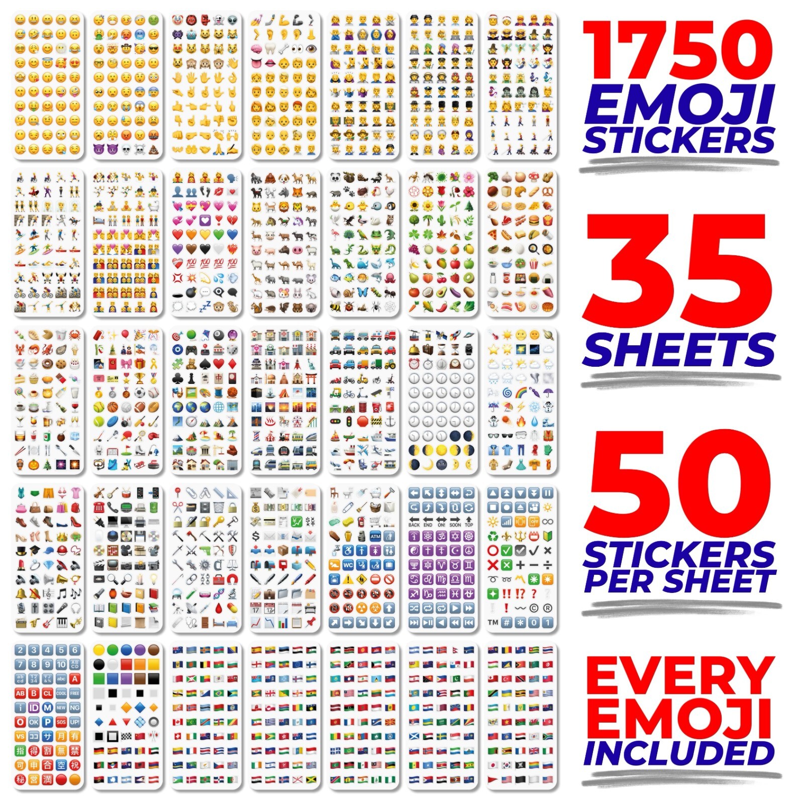 Emoji Sticker Pack 1750 Die-Cut Emoji Stickers Includes all iOS 16 2023 Emojis!!