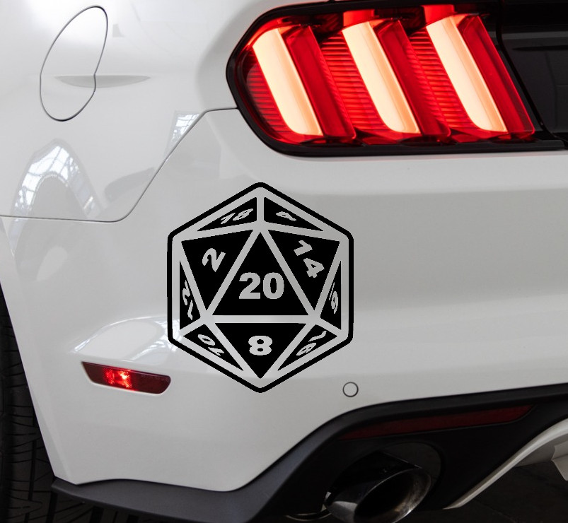 D20 Dungeons and Dragons Indoor/Outdoor Matte Black Vinyl Decal 5.2"x5.9"