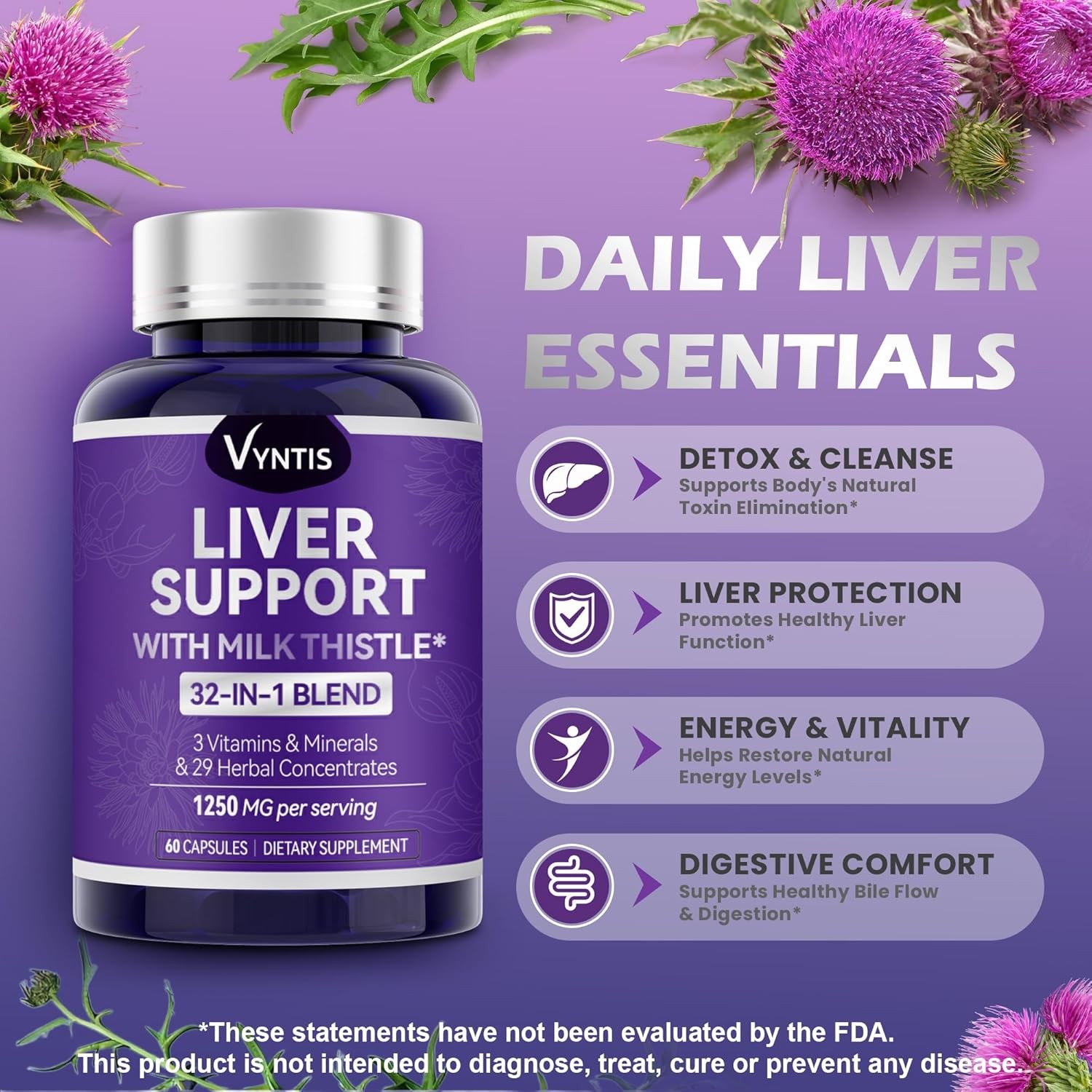 32-in-1 Liver Cleanse Detox & Repair – Liver Support Supplement with Milk