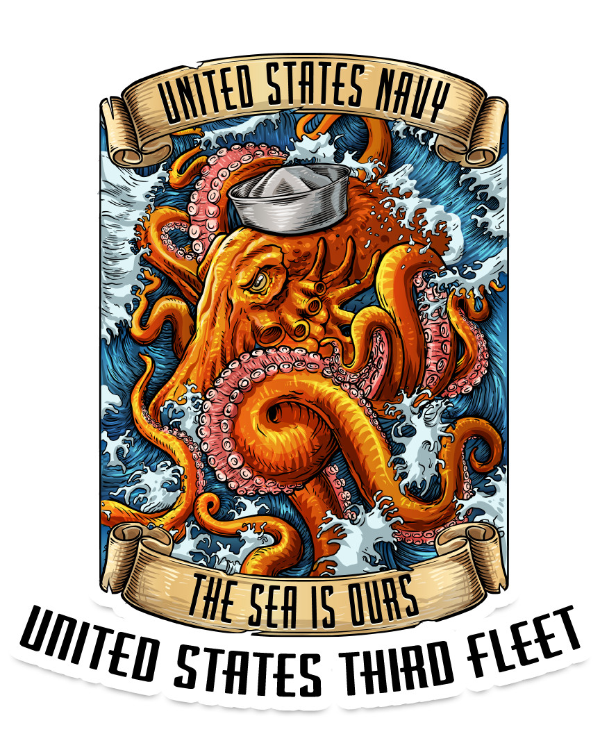 US Navy United States Third Fleet Military Vinyl Decal Sticker Window Wall Car