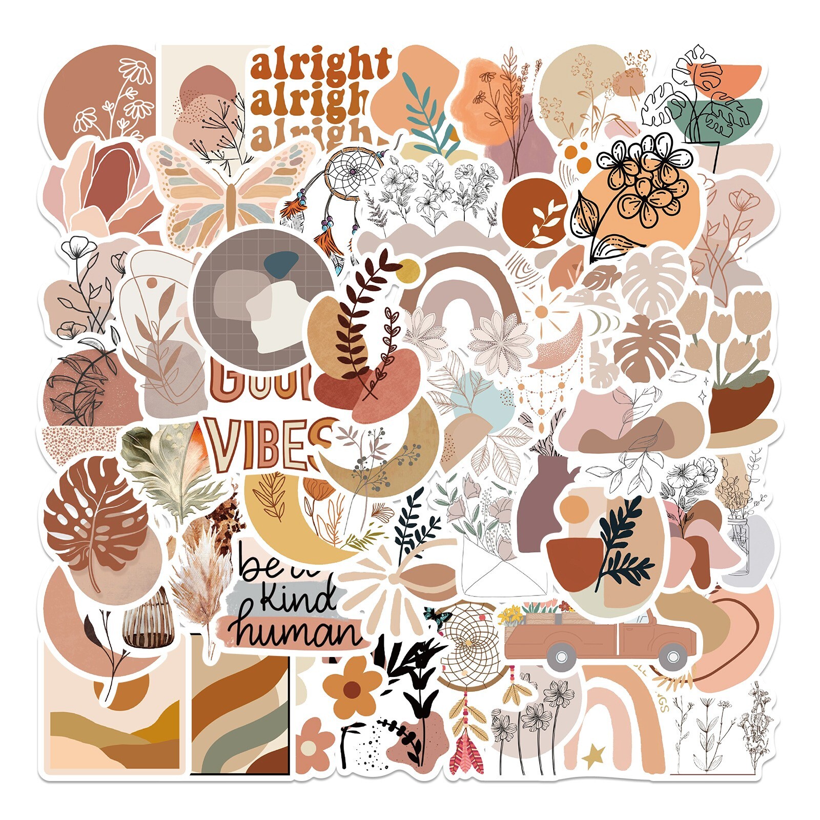 50PC Cottagecore Stickers, Bohemian Retro Boho Aesthetic stickers,214