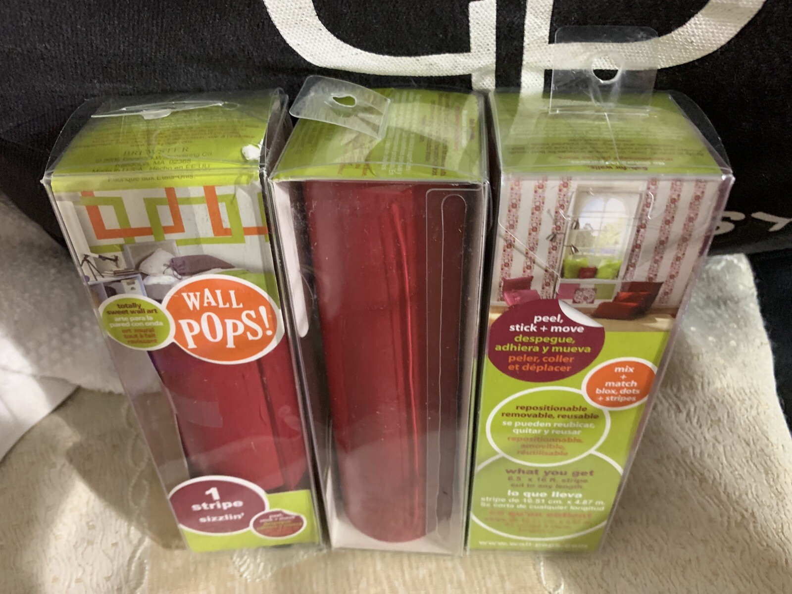 Wall Pops X3 Wall Stripe Decor Art Burgundy Sizzlin Peel Stick 6.5 x 16 Ft New