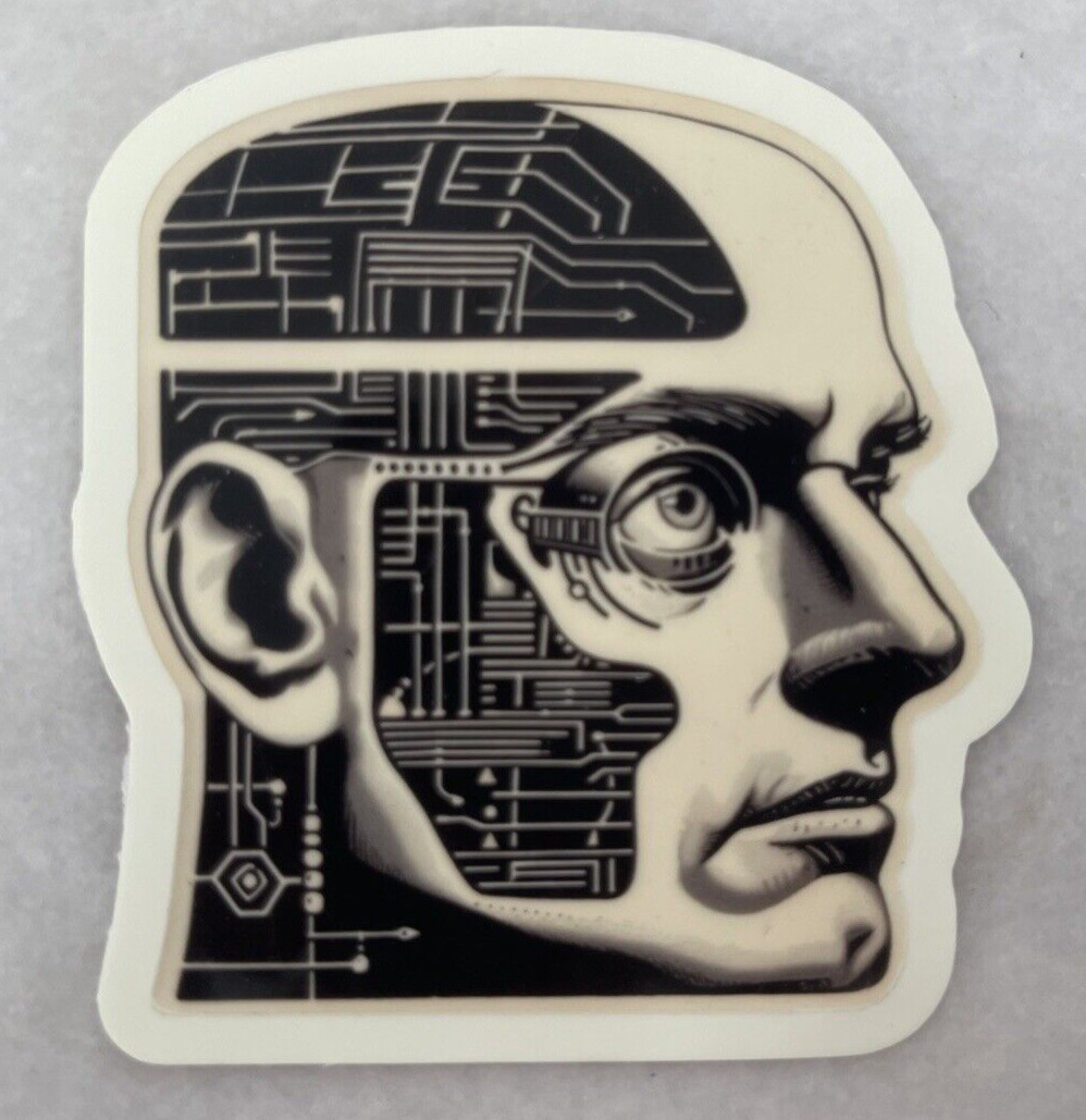 Cyberpunk Sticker Glow in the Dark Hacker Cyborg Science Fiction Robot Laptop