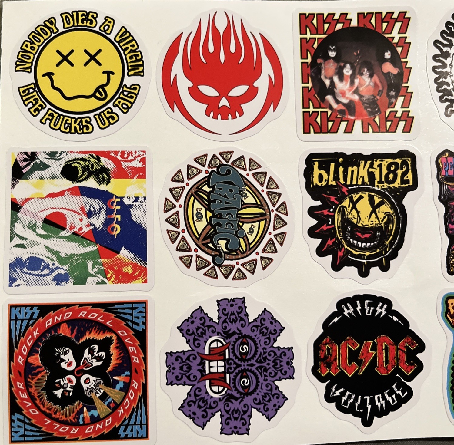 60 Classic Rock Bank Vinyl Stickers – Zeppelin, Rage, Stones, Pearl Jam, AC/DC
