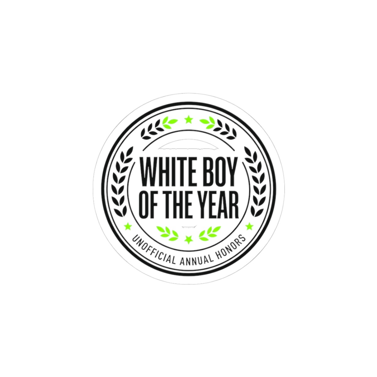 White Boy of the Year Sticker | Kiss-Cut, Minimal Meme, Black on White